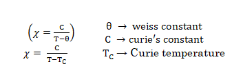 curie temperature and curie’s weirs law is written as